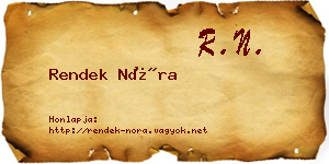 Rendek Nóra névjegykártya
